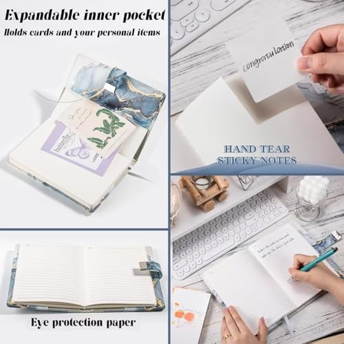 A5 Lockable Journal PU Leather Combination Lock Diary Blue 8.6 x 5.9 in