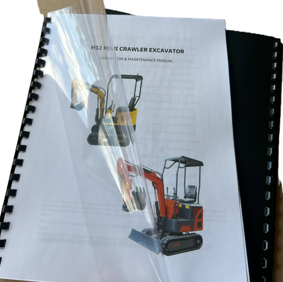 1-Ton Mini Excavator Track Hoe H12 TPM12 VA12 Operation & Maintenance Manual