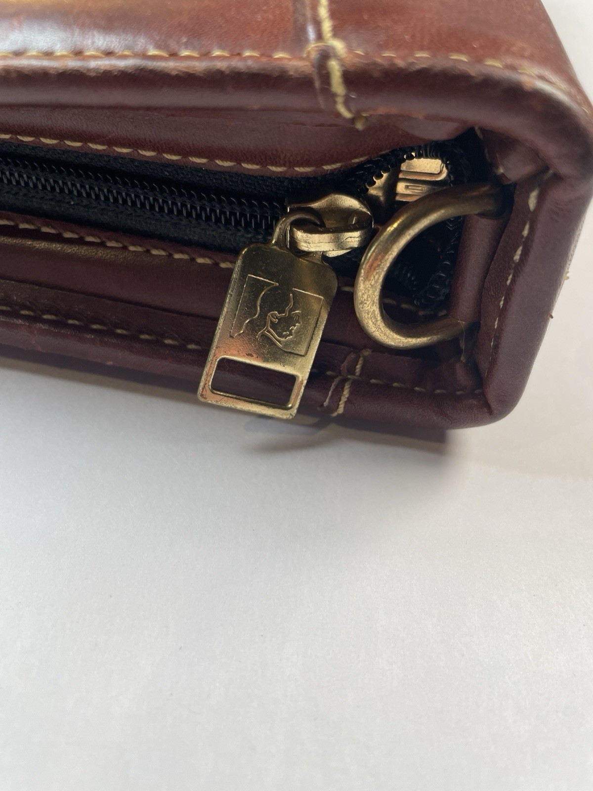 VTG Franklin Quest Brown Dakota Leather 7-ring Zipper Planner w Dividers