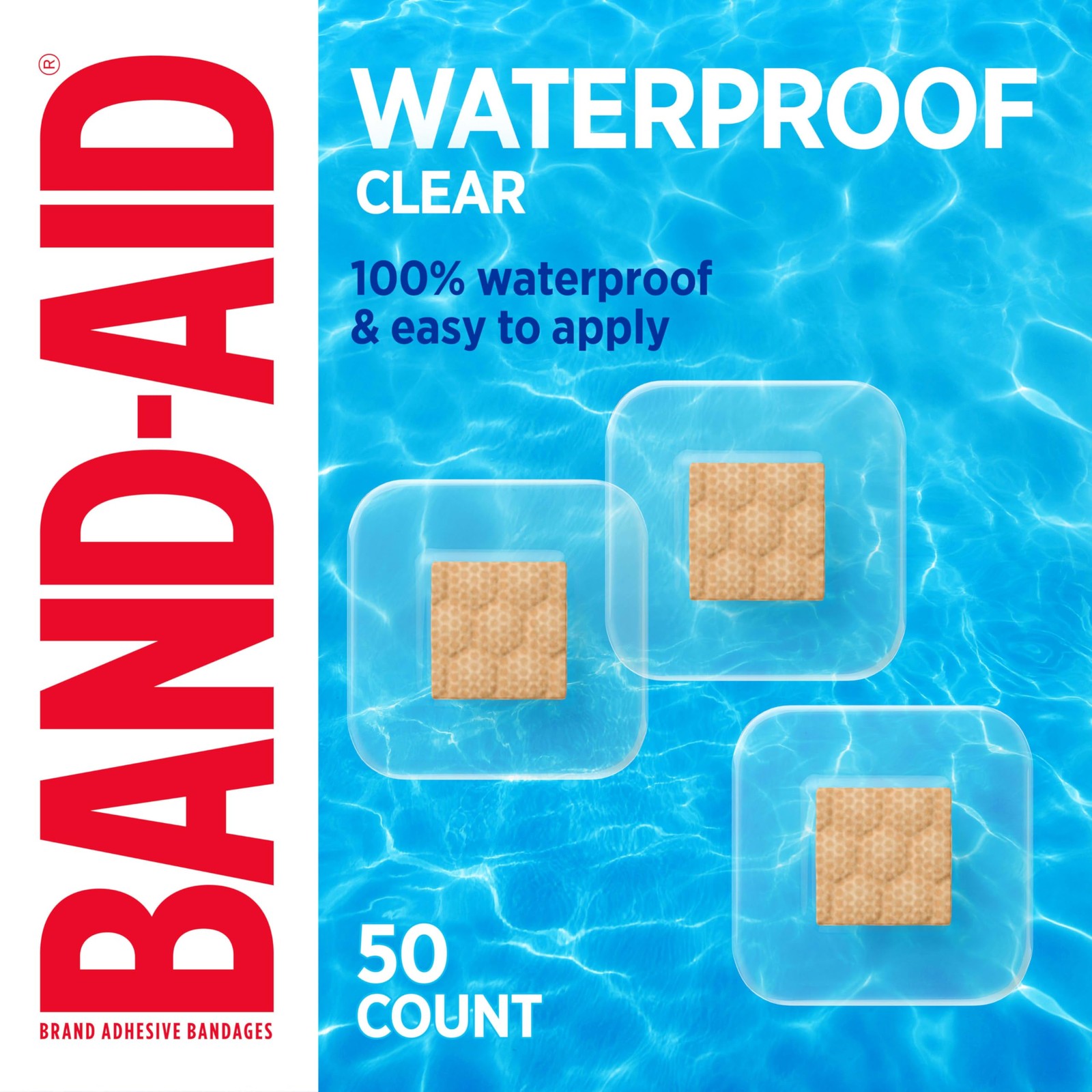 BAND-AID Brand Waterproof Clear Spot Adhesive 50 Count (Pack of 1),