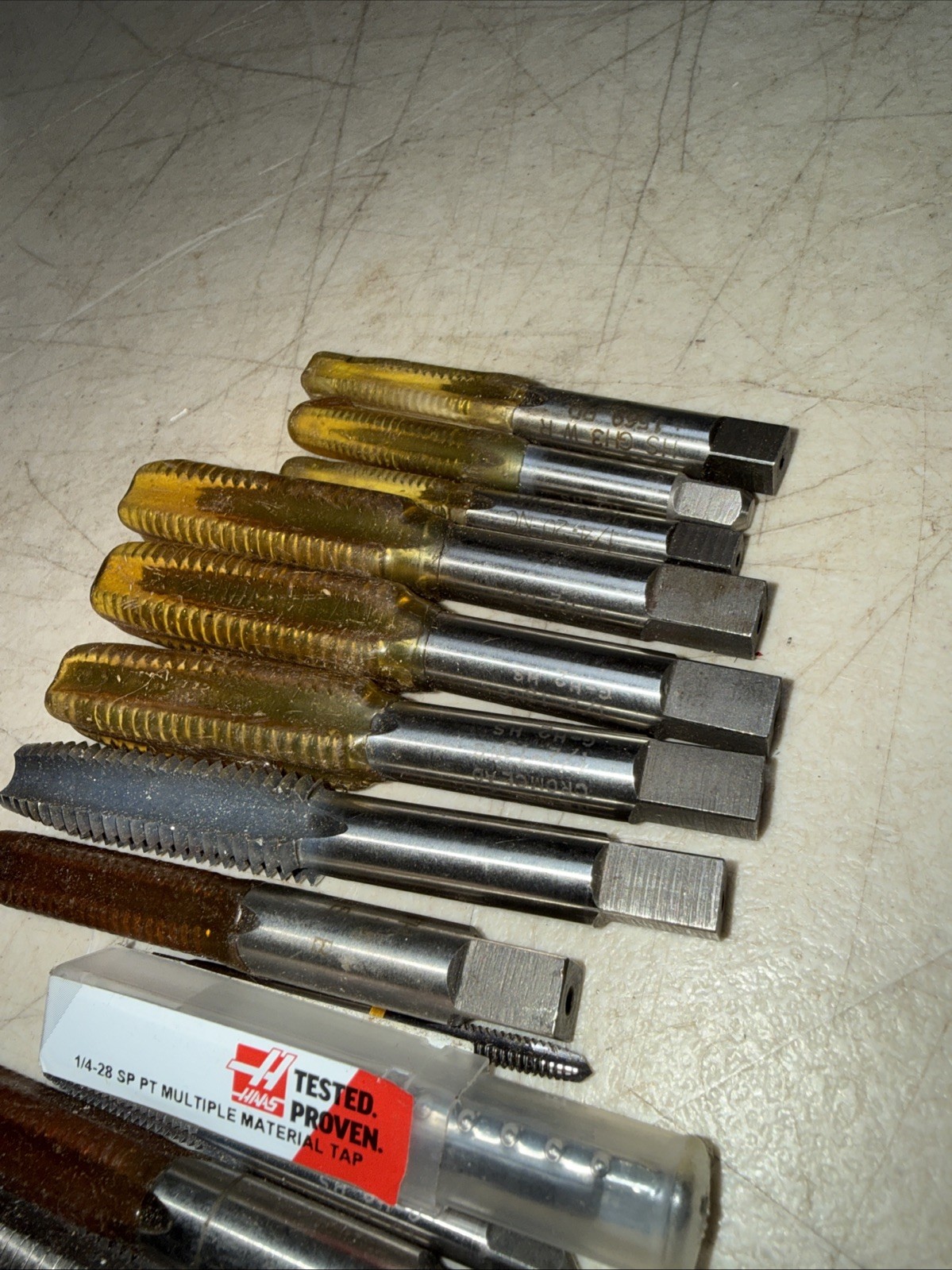 Lot of 36 New/Used Straight/Spiral Flute Plug Taps Various Sizes Machinists Tool
