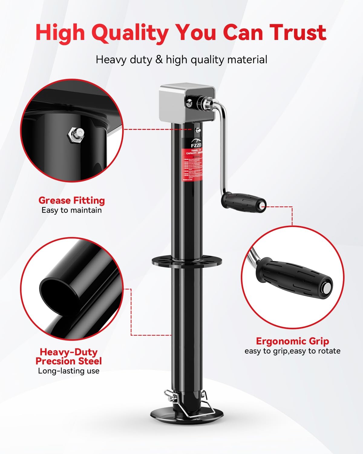FZZD 5000 lbs 5.3 inches (W) x (L) x 23.2 (H), Black