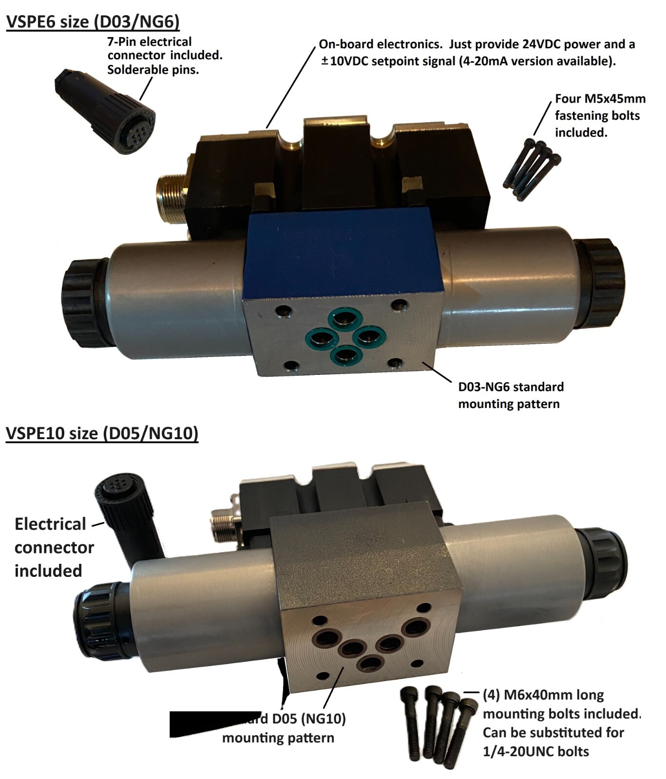 Hydraulic Proportional Valve with electronics, D03 and D05, 11 and 20gpm , VSPE6