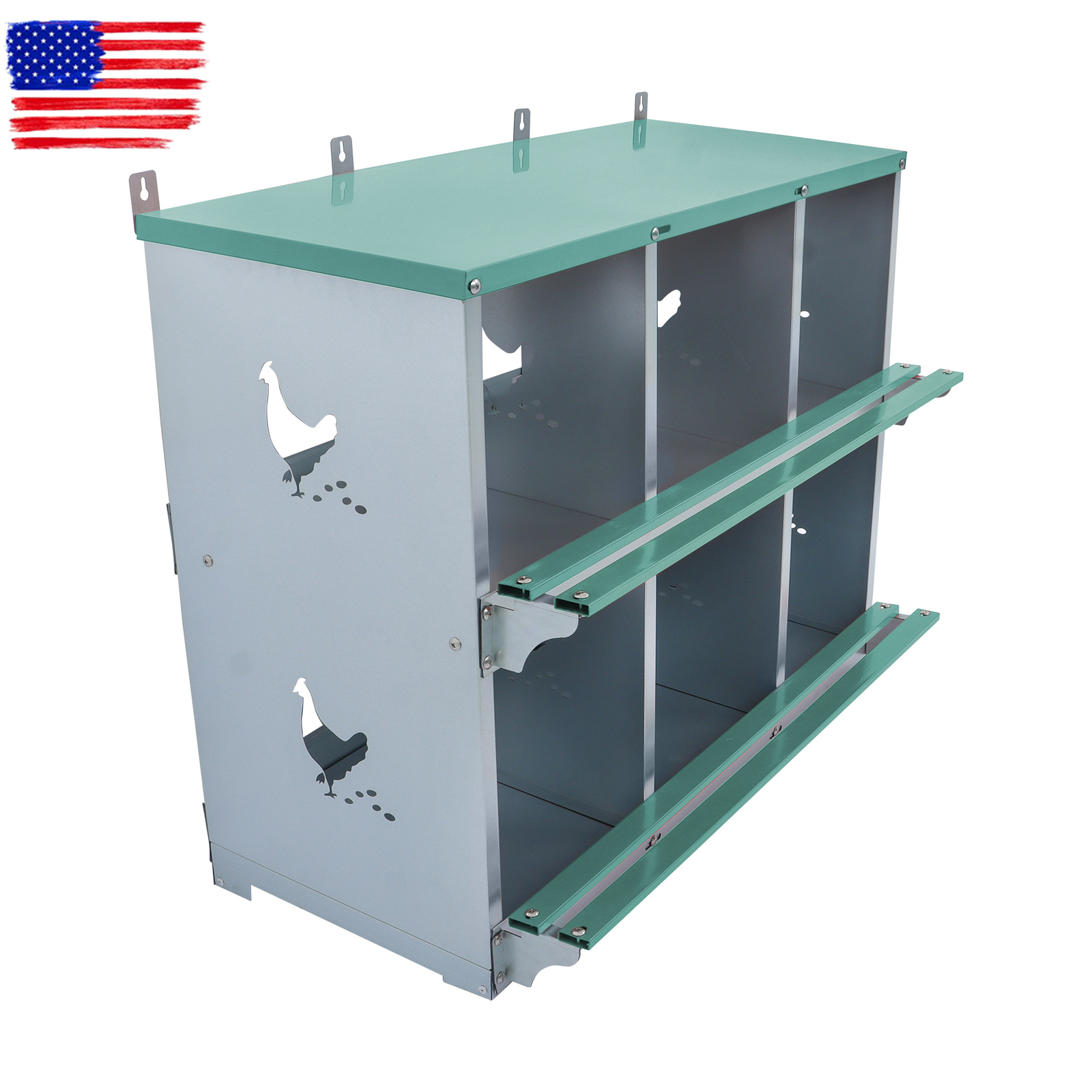 Chicken Nesting Boxes 6 Compartment Metal Poultry Nest Box Wall Mount For Hens