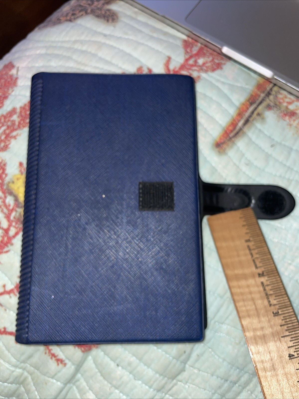4.5 X 7 Faux Leather Blue 6 Ring Basic Planner Hook Loop fastener