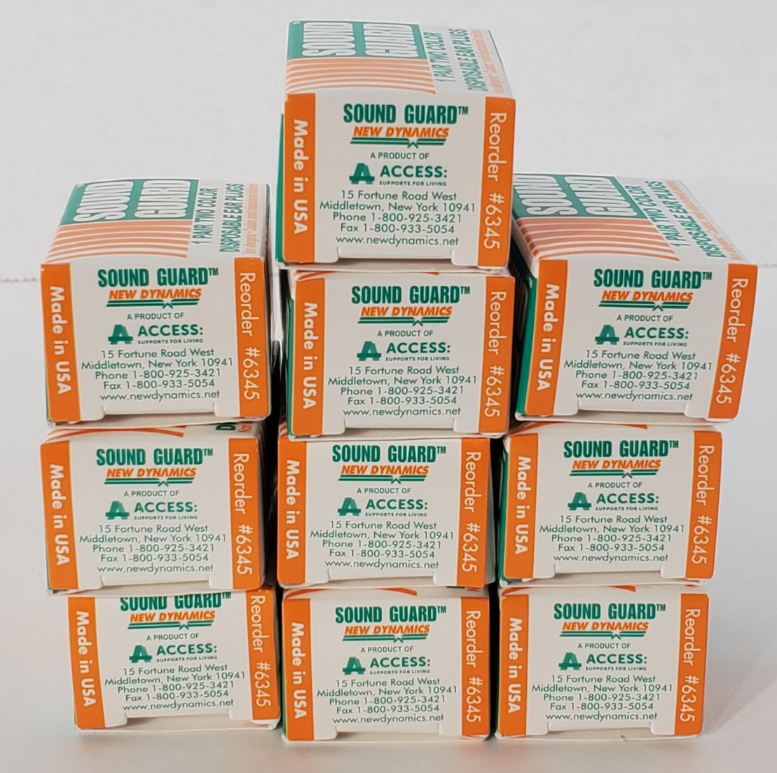 10 Pair Sound Guard Disposable Ear Plugs Uncorded – Orange/Green – New Open Box
