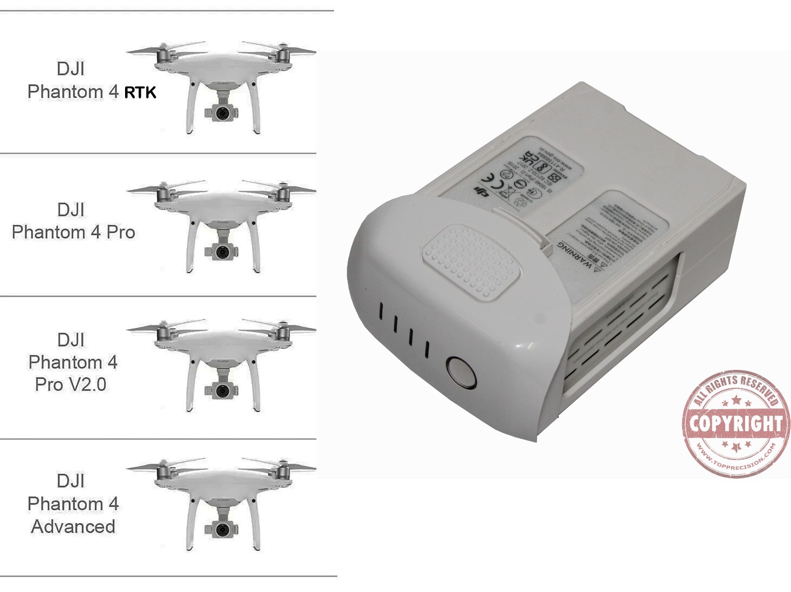 8 GENUINE DJI PHANTOM 4 INTELLIGENT FLIGHT DRONE BATTERIES, SURVEYING,PH4-5870
