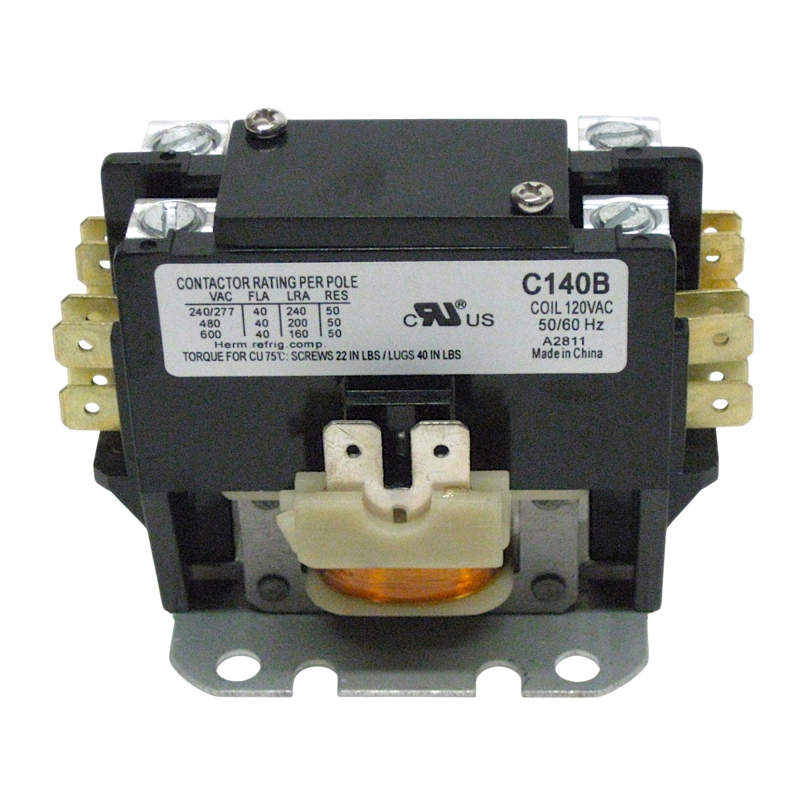 C140B Contactor Single One 1 Pole 40 Amps 120 Volts A/C Air Conditioner NEW