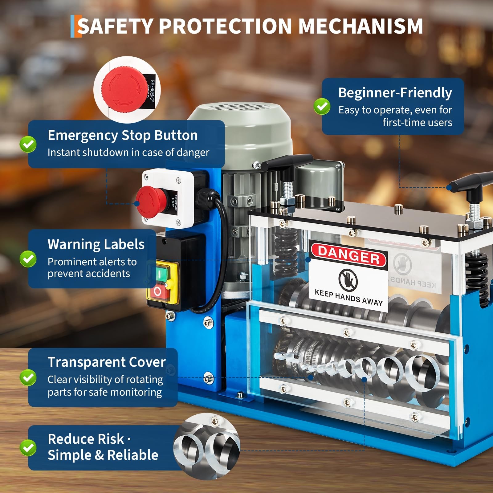 370W Electric Wire Stripping Machine ,Portable Scrap Cable Stripper 0.06″-1.5″