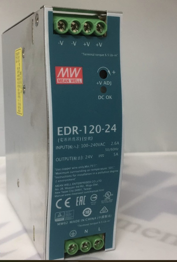 Mean Well EDR-120-24 AC-DC Industrial DIN Rail Power Supply – NEW – FREE SHIP