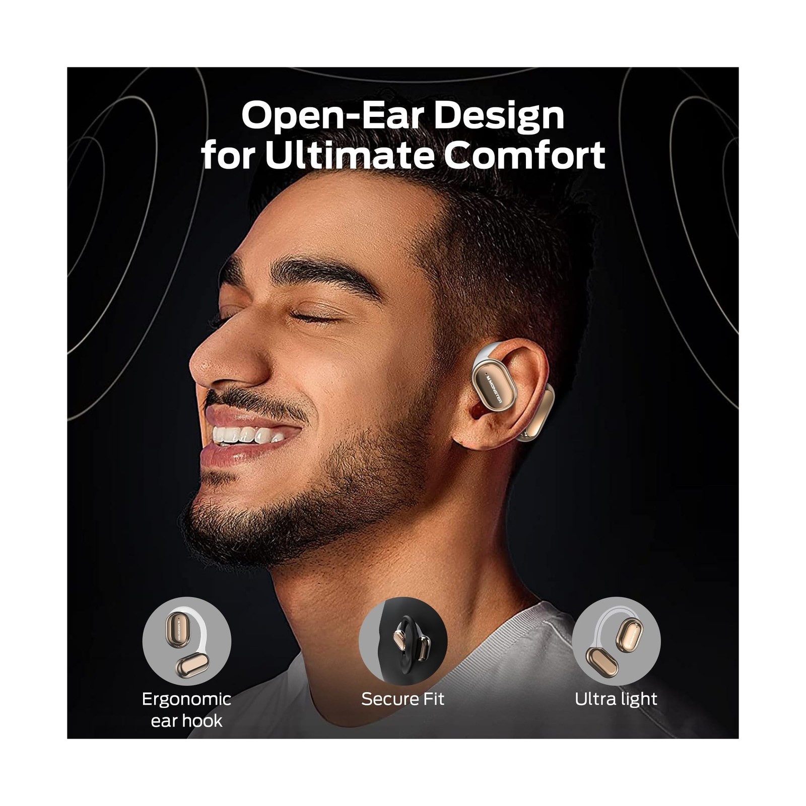 Monster Open Free AC100 Open Ear Bluetooth 5.3 Headphones, Wire… FAST USA SHIP