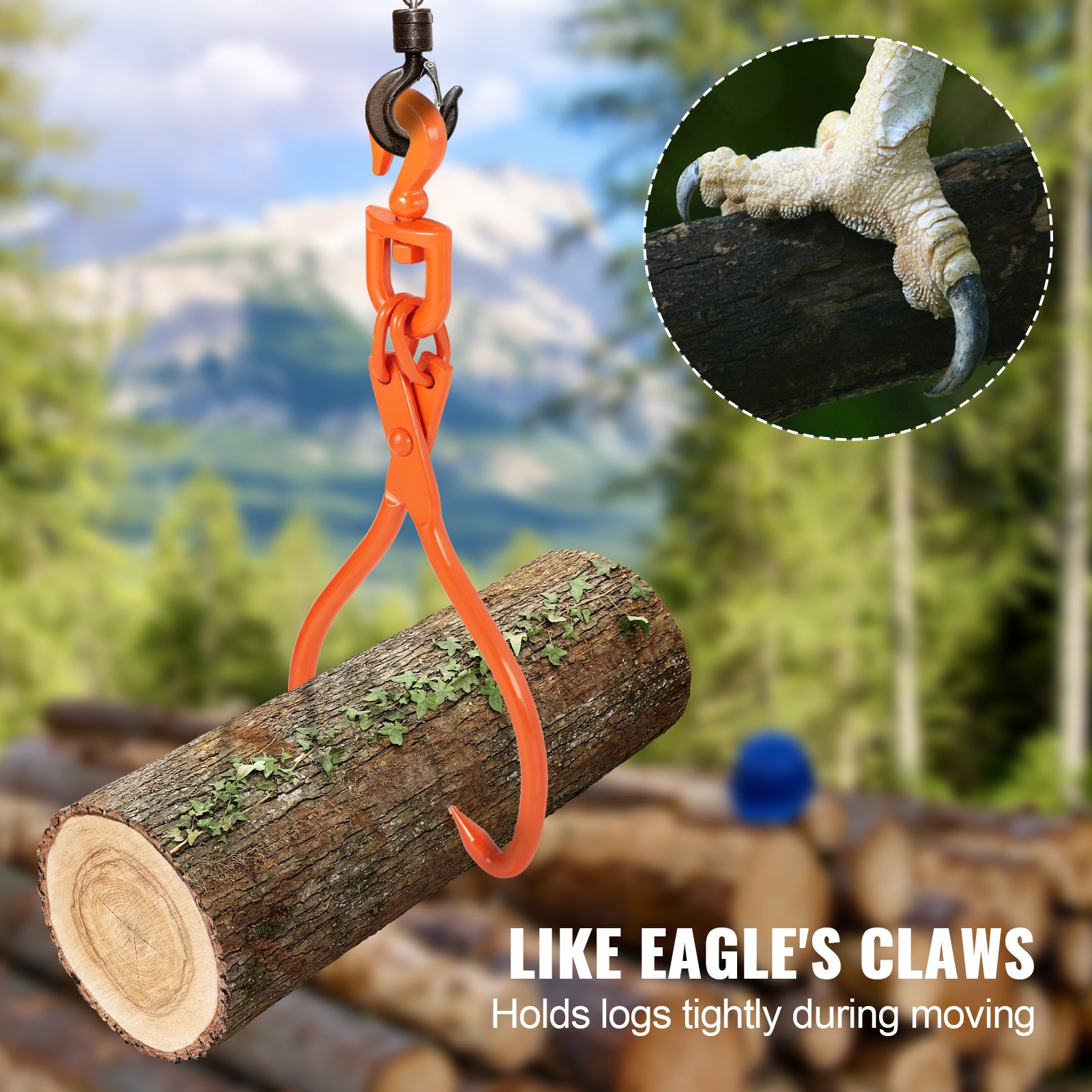 Uimoso 18-Inch Log Skidding Tongs with Rotating Claws for Heavy-Duty Lifting