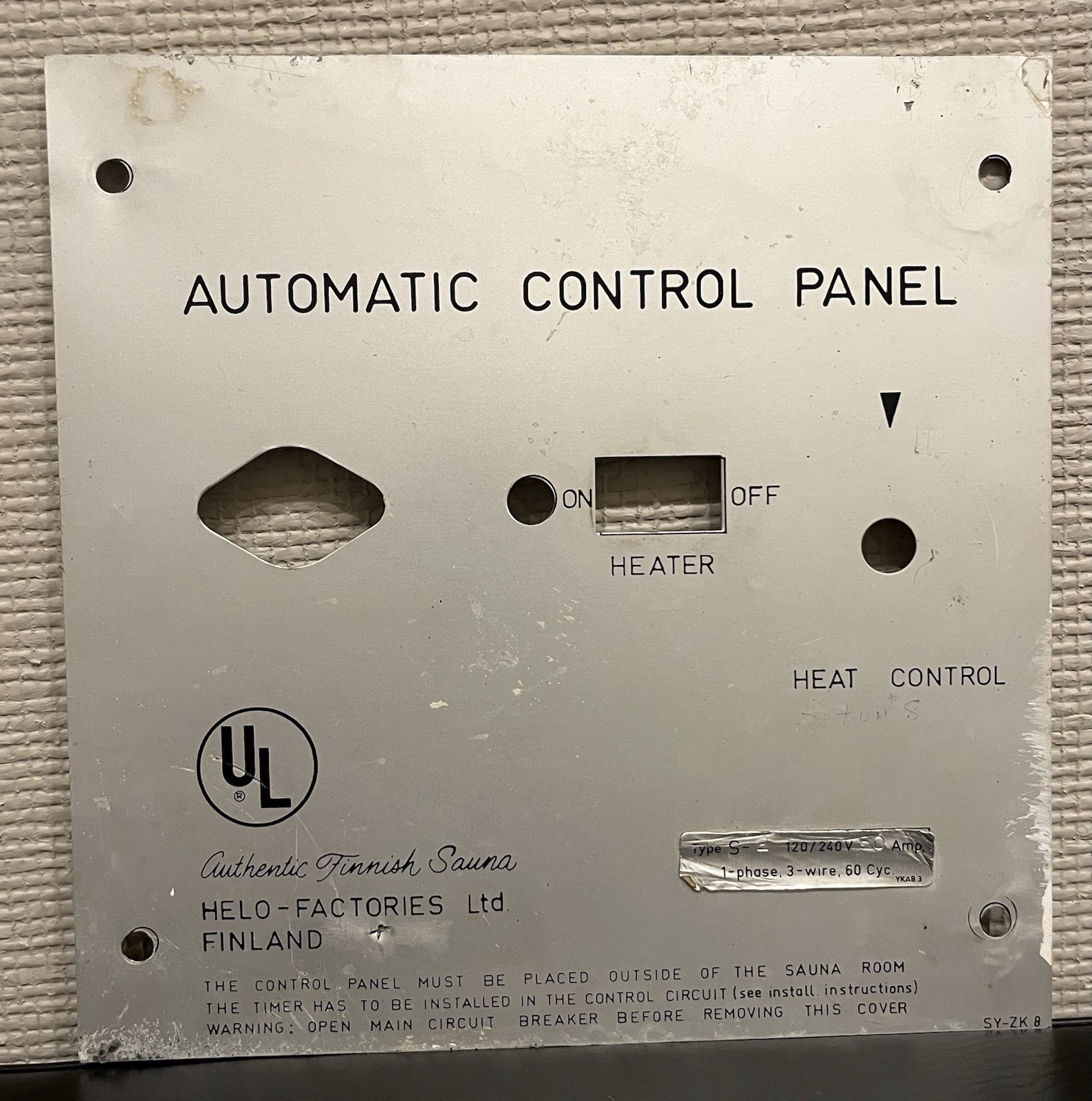 Vintage Helo – Factories, Ltd. Finland – Sauna Automatic Control Panel Cover