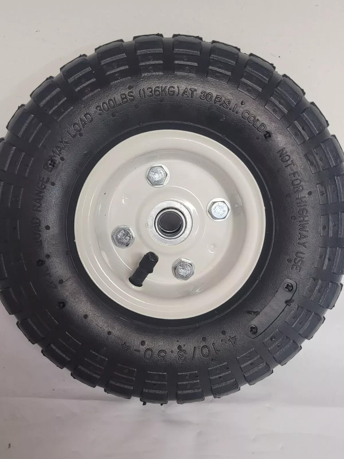 300 lbs 10 in. Pneumatic Tire Wheel with White Hub wagons, hand trucks and ya…