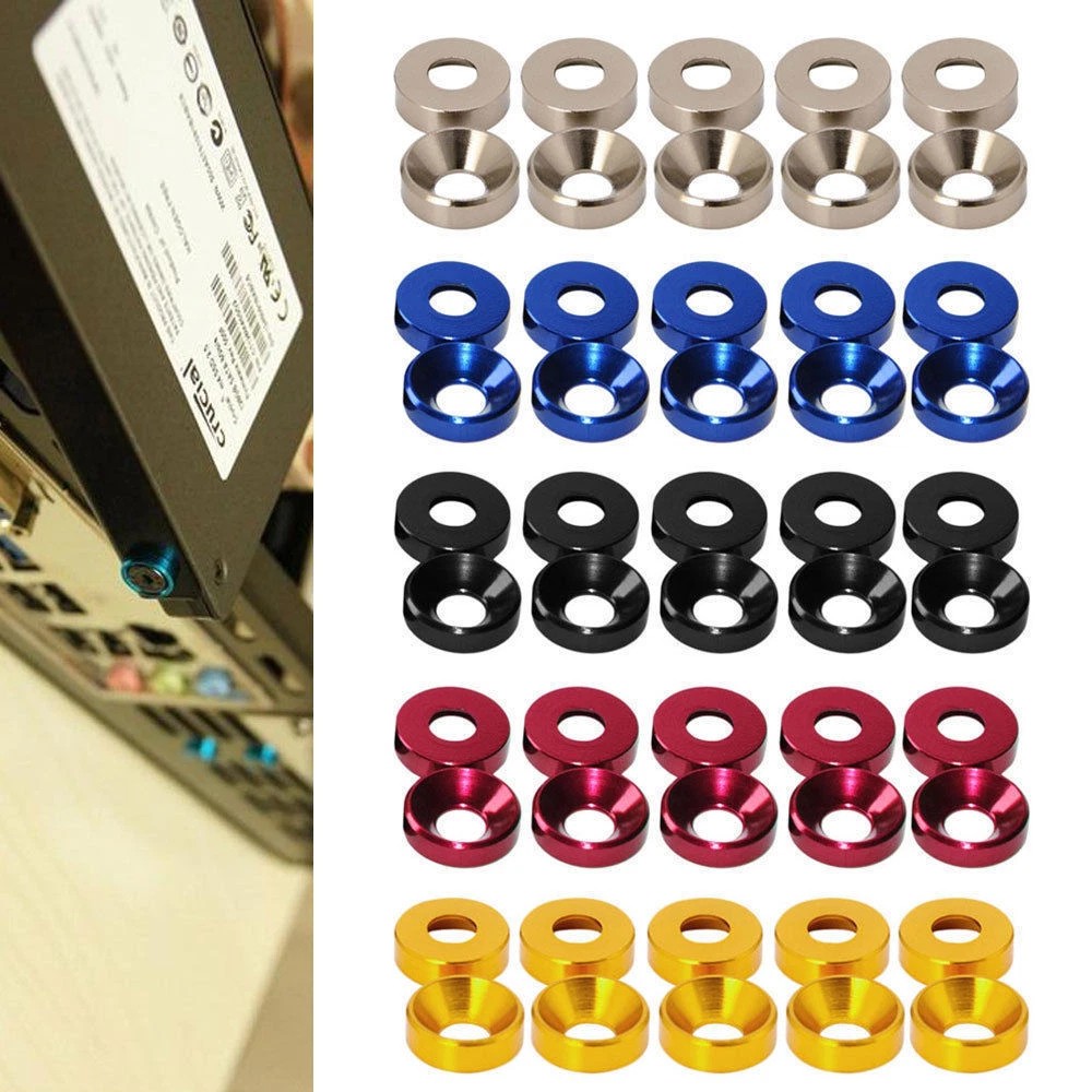 10/20/30x Aluminum Alloy M4 M5 M6 Anodized Countersunk Head Bolt Washers Gasket