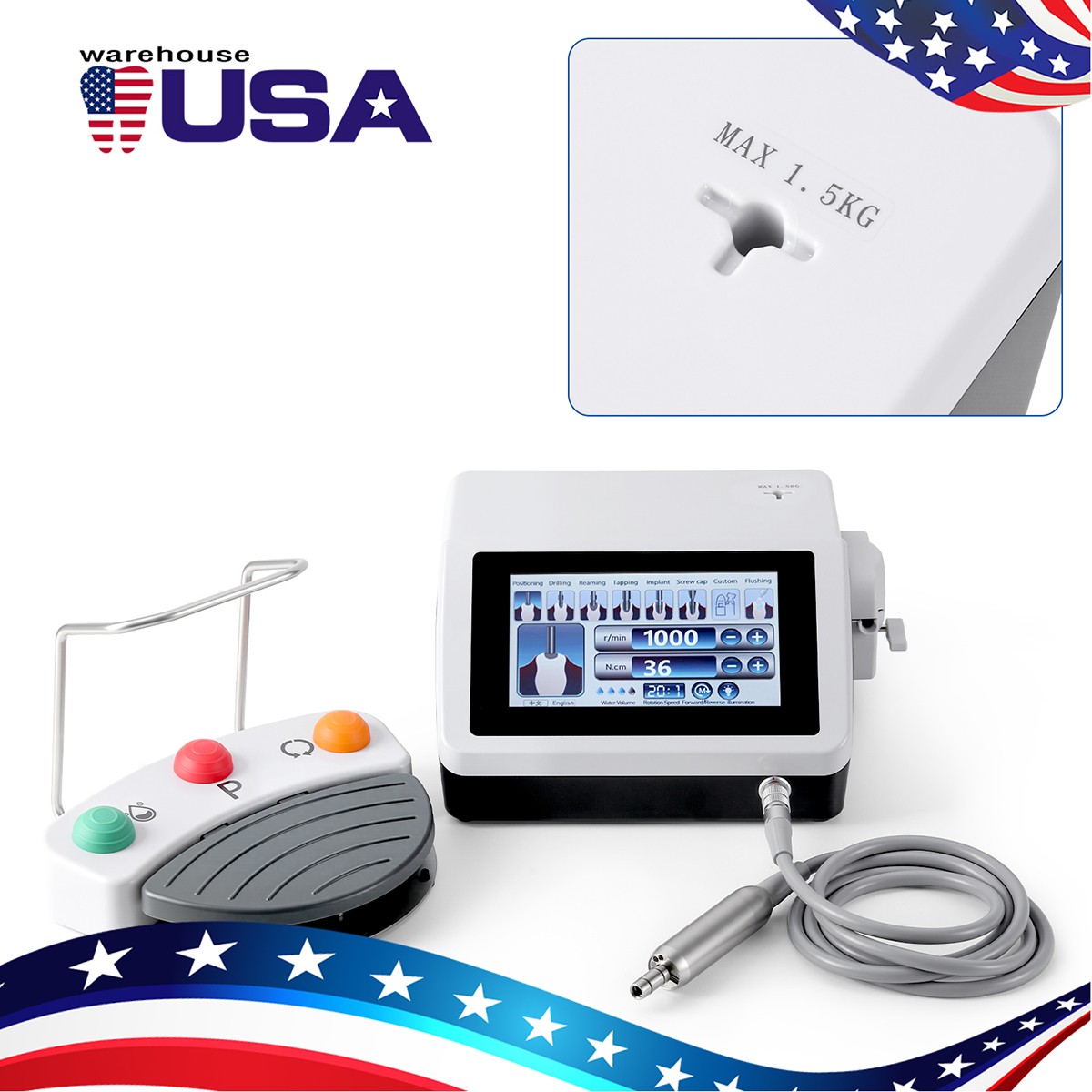 Dental Brushless Implant Motor Surgical System+20:1 Contra Angle Handpiece