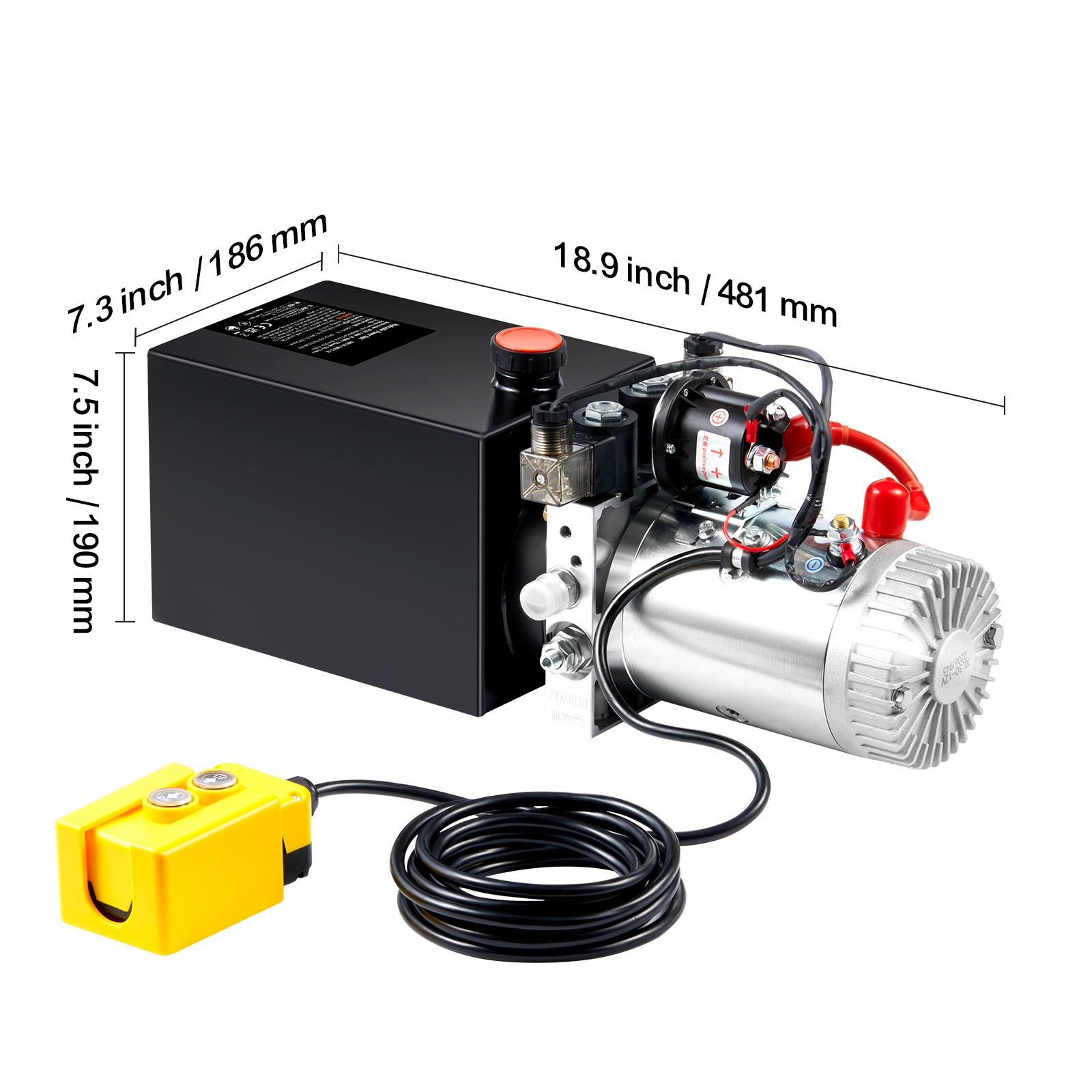 VEVOR Hydraulic Pump 6 Quart Double Acting Dump Trailer Pump Power Unit DC 12V