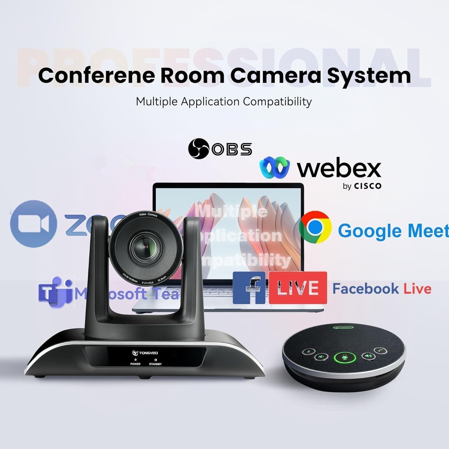 All-in-One AI Auto-Tracking HD Conference Camera and Bluetooth Speaker System