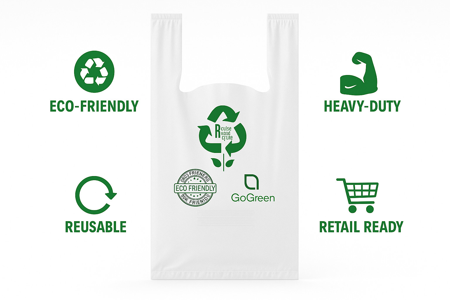 1/6 Clear Reusable T-Shirt Bags 3 Mil Extra Heavy Duty 11.5×6.5×21 Bulk Qty