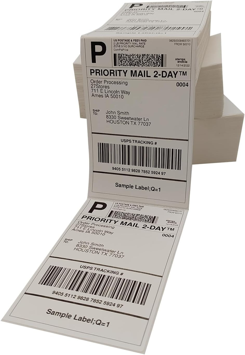4X6 (100X150Mm) Fanfold Direct Thermal Shipping Labels, 8 Stacks / 4000 Labels –