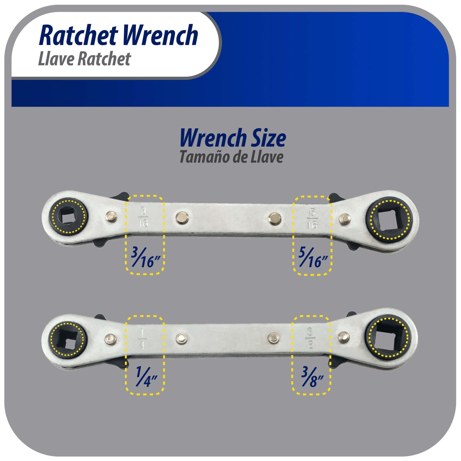 Appli Parts APT-RW122 HVAC 3/16, 1/4, 3/8 and 5/16 in service Wrench Tool with m