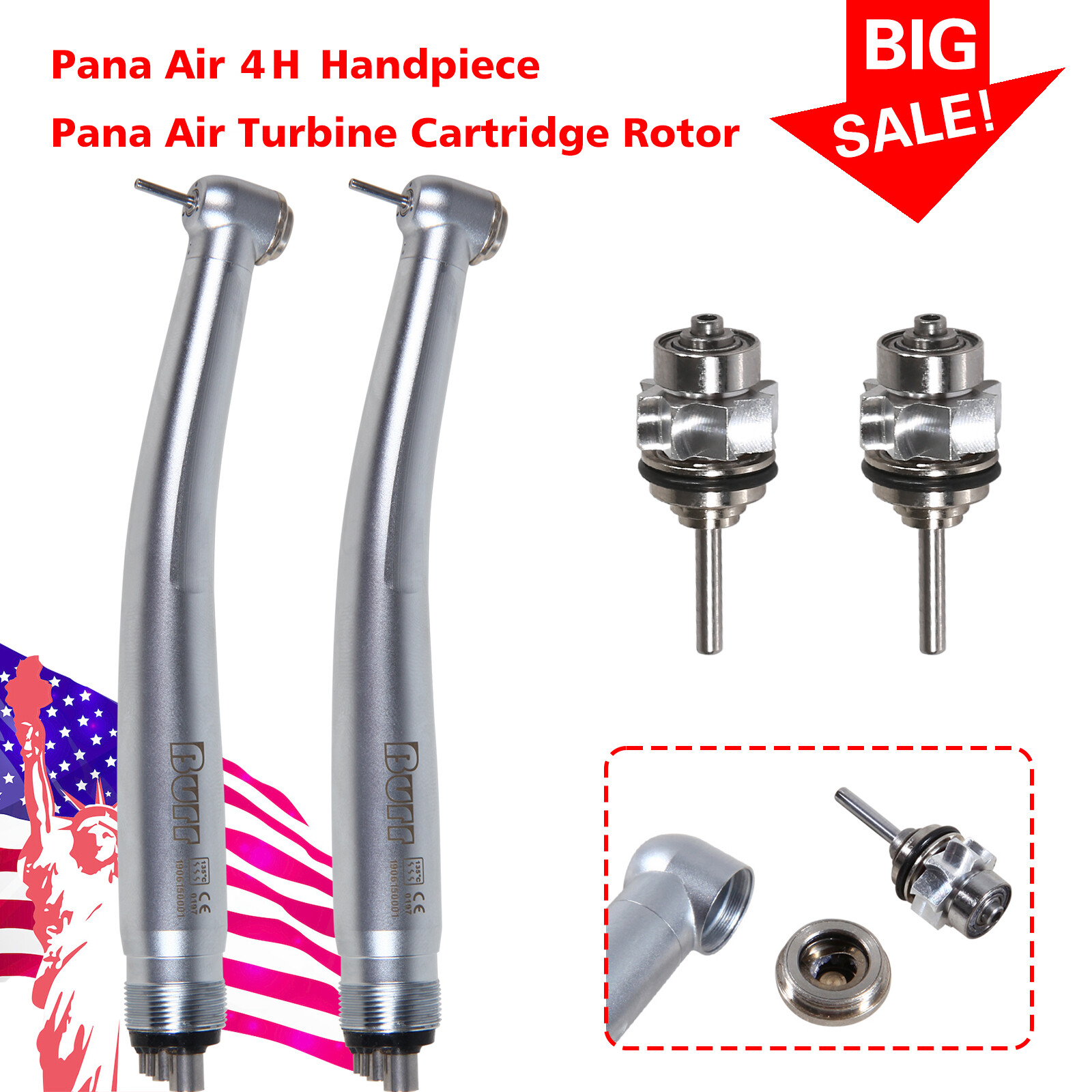 1-10Pcs NSK Style Dental High Speed Handpiece U3BM 4Hole/ Cartridge Turbine
