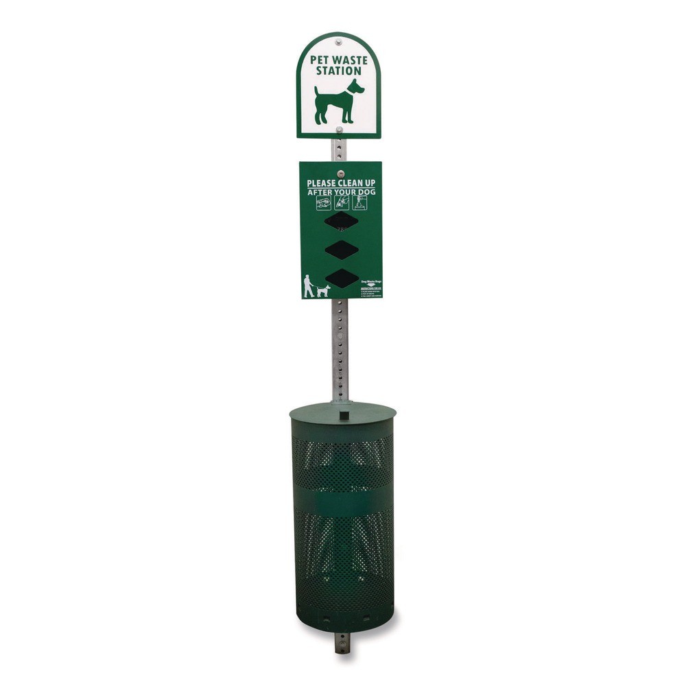 Tatco 28000 12-Gal Open Top Dog Waste Station – Green/White New