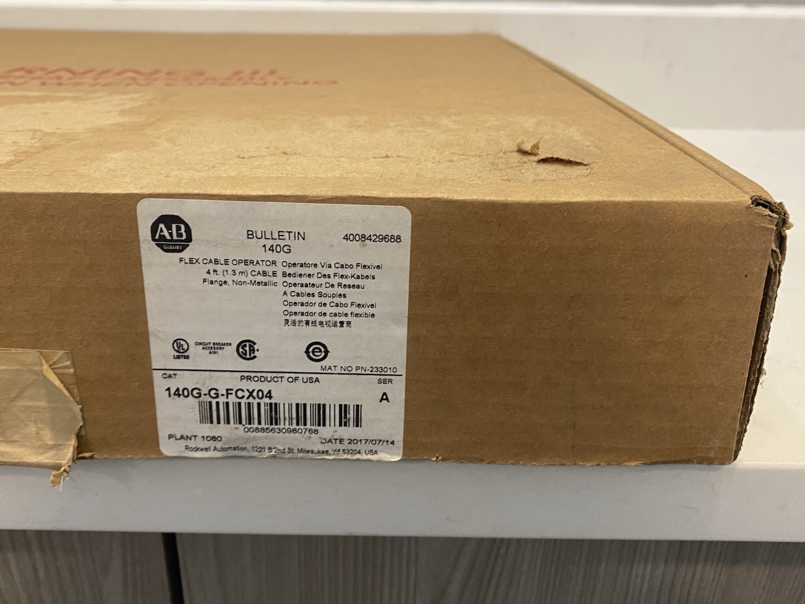 Allen Bradley 140G-G-FCX04 /A 4FT Flex Cable Operator for 125A Circuit Breaker