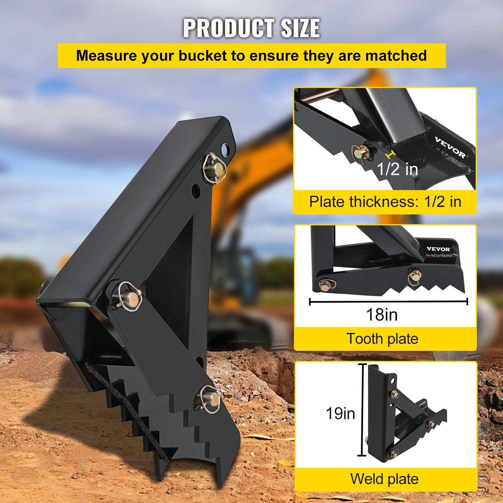 VEVOR 18 inch Backhoe Excavator Thumb Attachments Weld