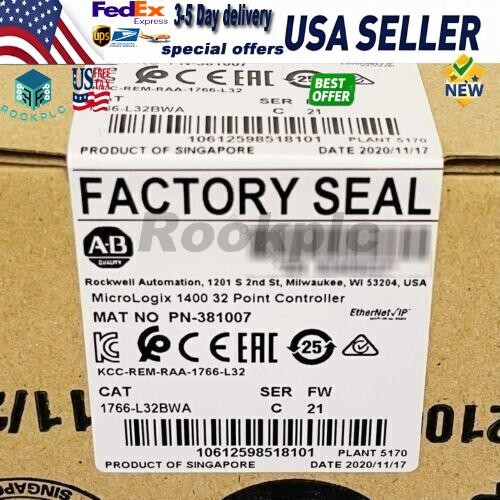 NEW 1766-L32BWA MicroLogix 1400 32 Point Controller AB 1766L32BWA US Free Tax