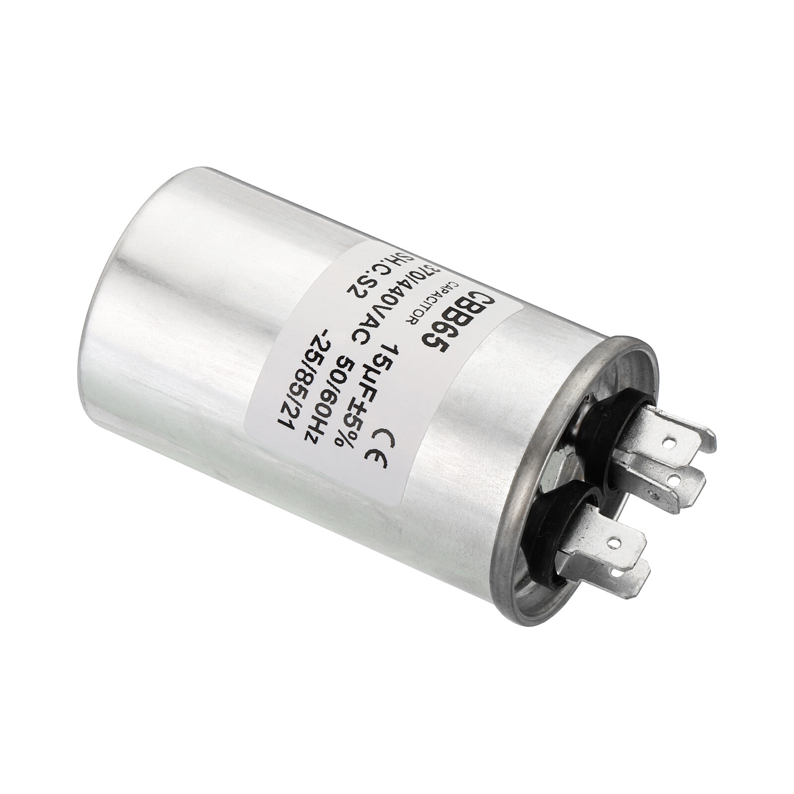 CBB65 15uF Run Capacitor 15mfd AC 370V / 440V Aluminum Case with 2 Terminal
