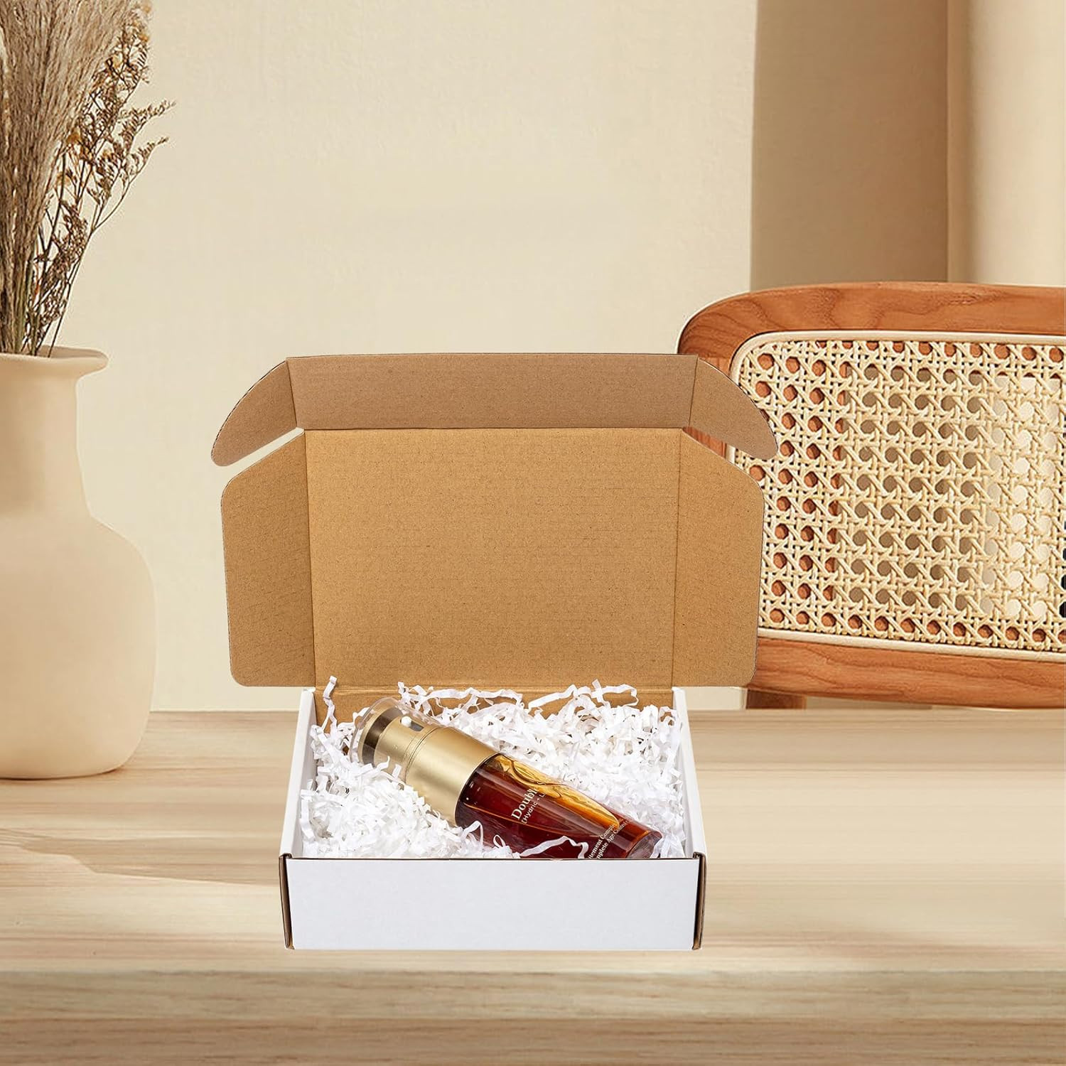 Wowxyz Shipping Boxes 7x5x2″ 25 Pack – White Corrugated Cardboard Box Mailers fo