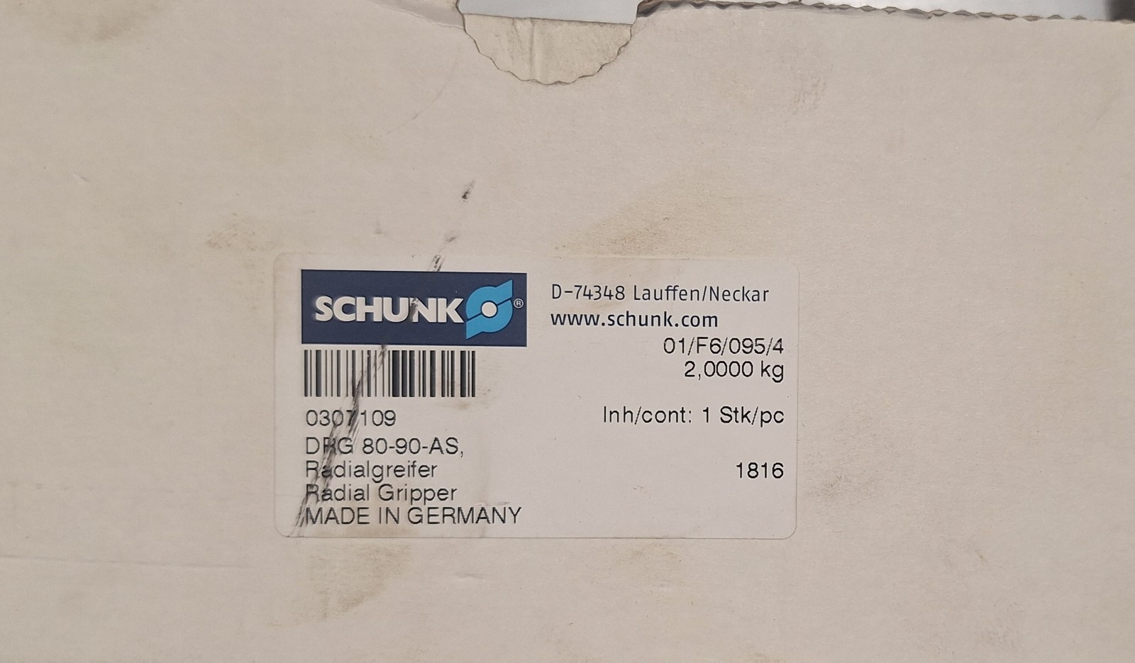 *NEW* SCHUNK DRG 80-90-AS (DRG8090AS) 0307109, Radial Gripper, USA location
