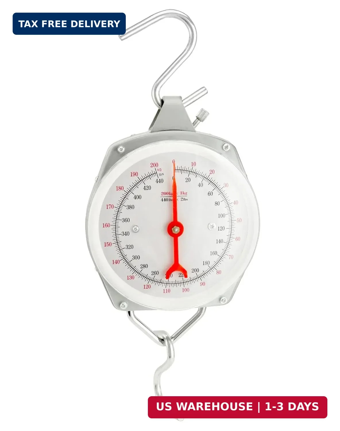Precision Hanging Scale 440lbs 200kg Capacity Dual Unit Heavy Duty Hook Max Uses