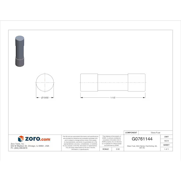 Glass Fuse, Fast-Acting, 5A, 32V AC, Not Applicable AGU-5 AGU-5 051712704250