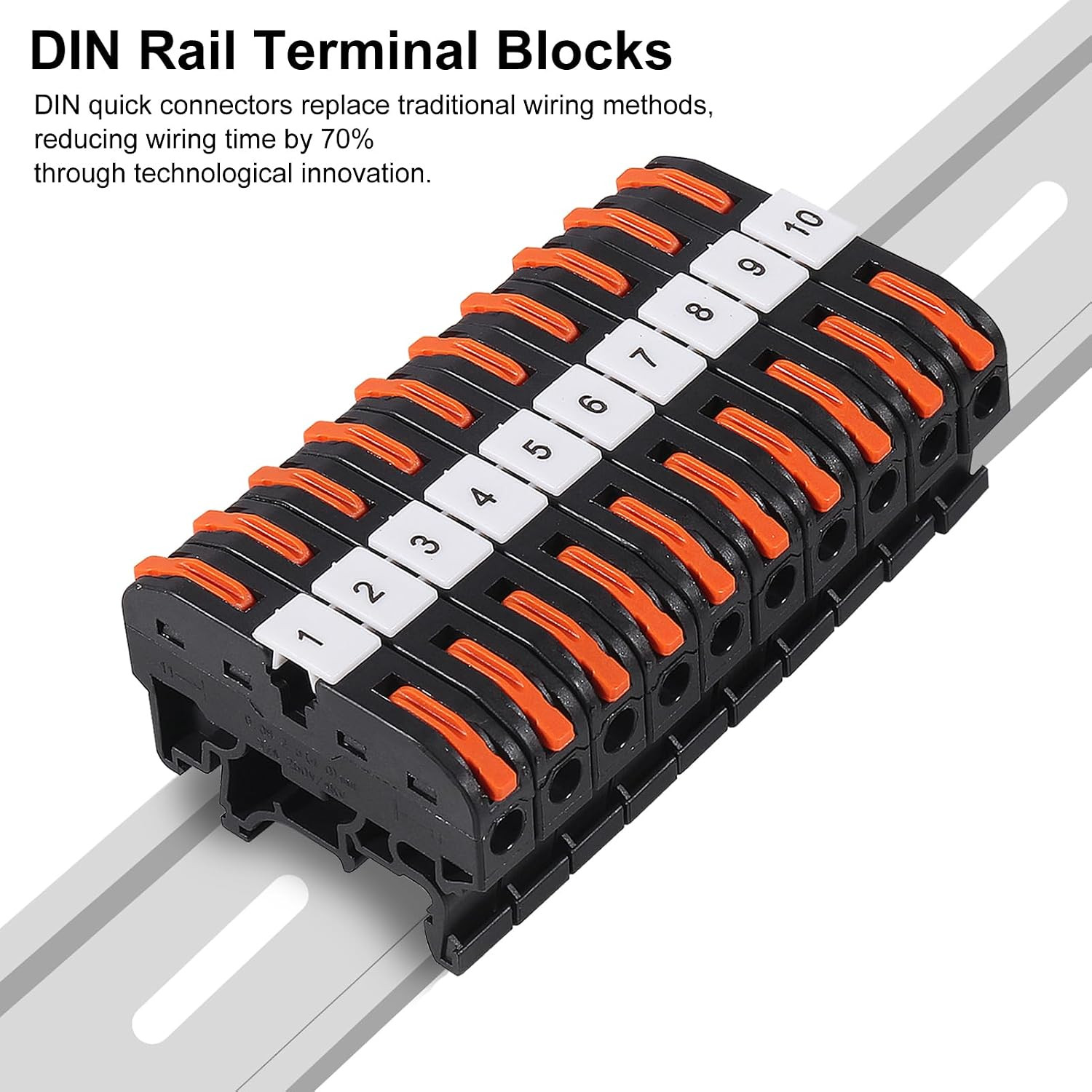 DIN Rail Terminal Blocks Kit, 30PCS Universal Compact Wire Wiring Connector with