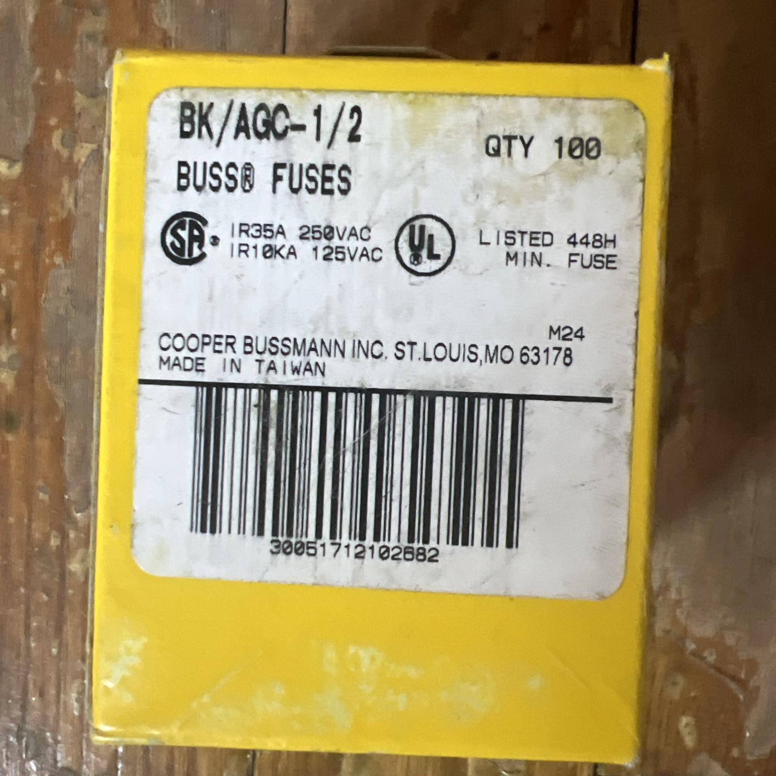 Bussman Fuse 1/2AMP Fast Acting 250V Glass AGC-1/2 Lot of (100)