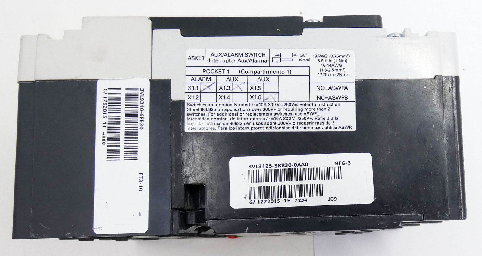 Siemens NFGA 3VL3110-1PE30-0AD1 + 3VL3125-3RR30-0AA0 + 3VL9310-6PE30 -used-