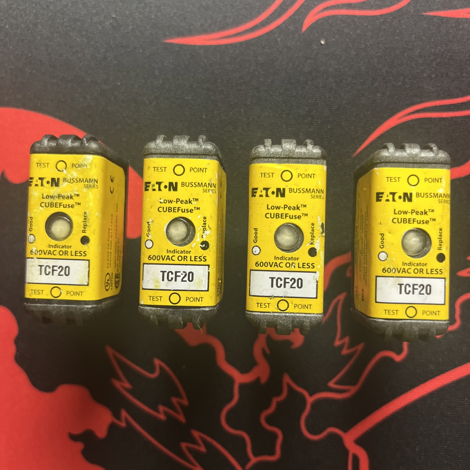 4x Eaton TCF20 Bussmann Low-Peak CUBEFuse 20A 600V