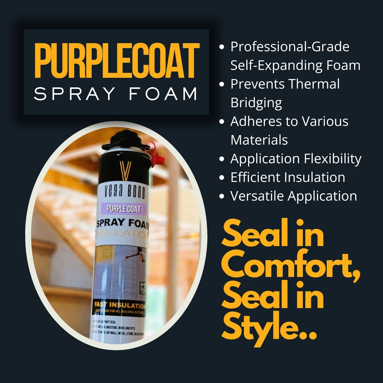 Vega Bond Purplecoat Single Component Spray Foam Insulation 24-Pack Set-480BF