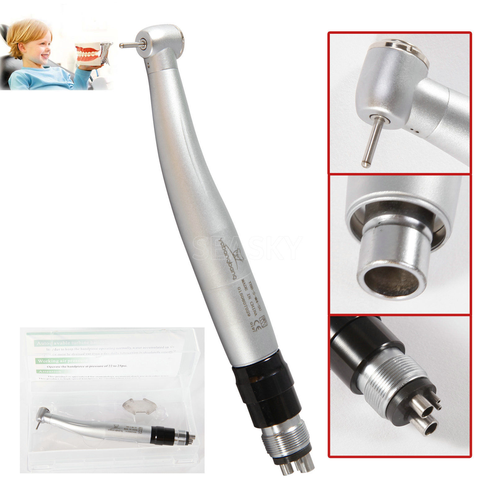 2x Dental push button turbine handpiece Quick Coupler 4H fit NSK type YBNK4 u