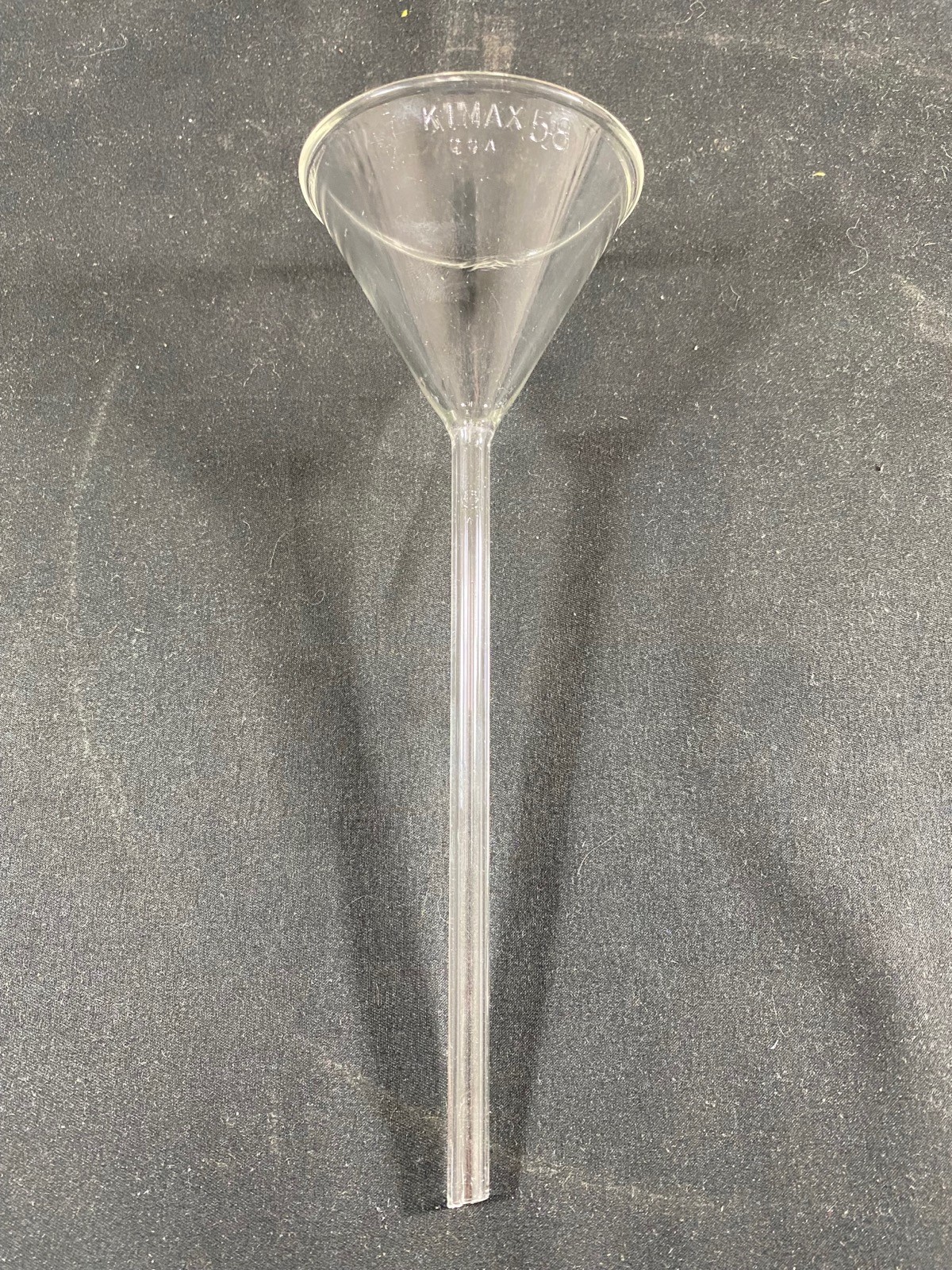 KIMBLE KIMAX Glass 60mL 65mm I.D. 58° 6″ Long Stem Funnel 28900-65 (6/pk) (B)