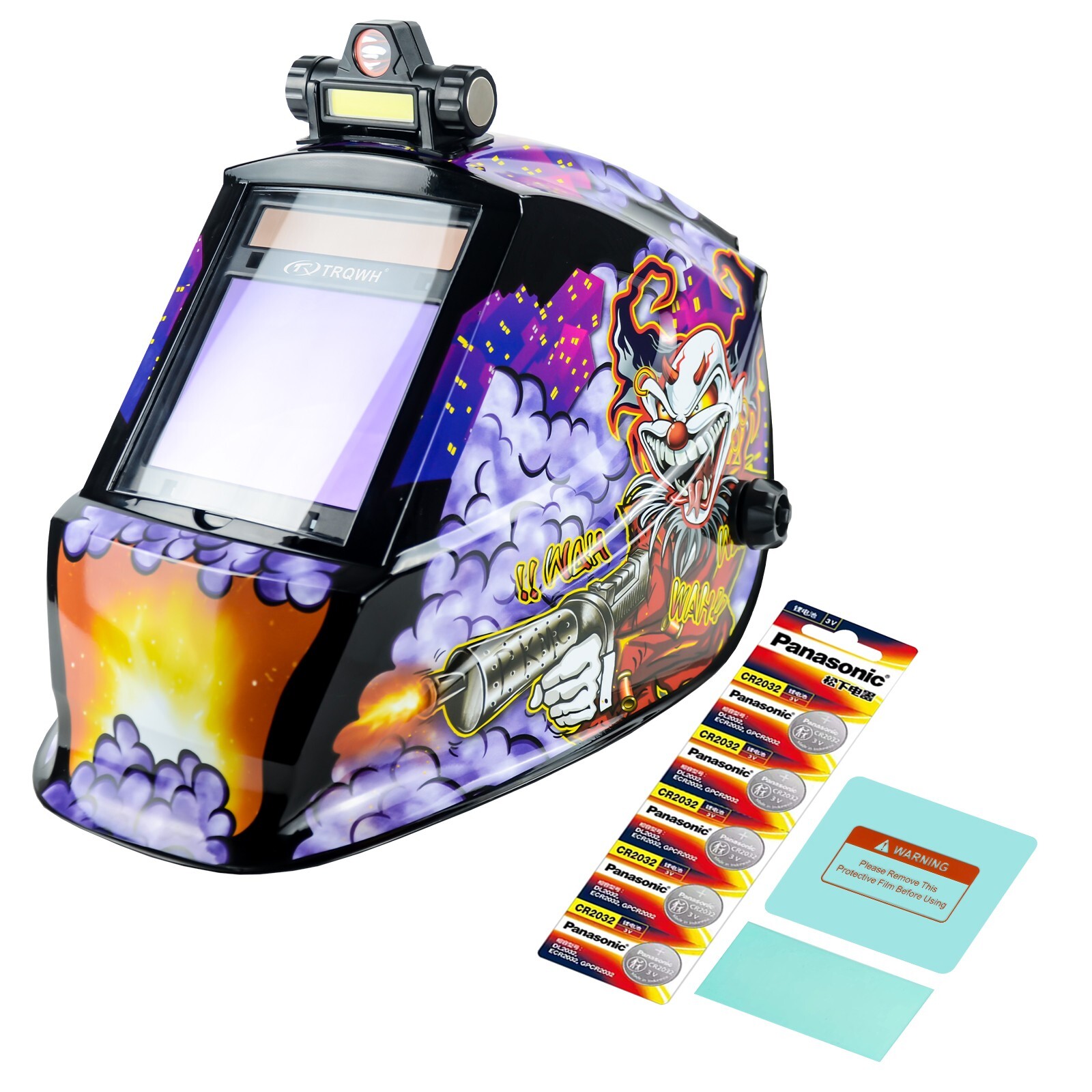TRQWH True Color Solar Auto-darkening Welding Helmet with LED Light & Headband