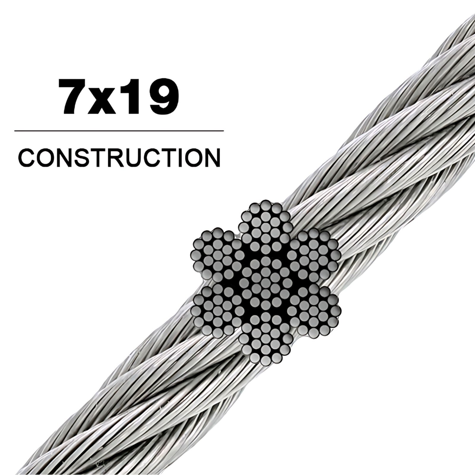 Clear Vinyl Coated Stainless Steel 304 Cable Wire Rope 7×19 1/8″ thru 3/16″