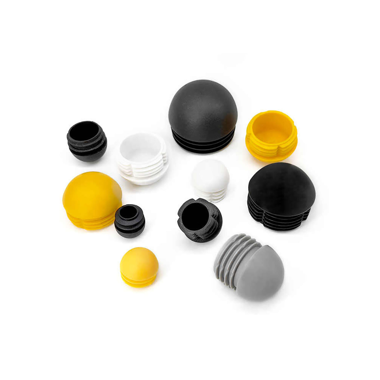 Domed Round Plastic Tube End Caps Insert Bungs Blanking Plugs Stoppers 13mm-76mm