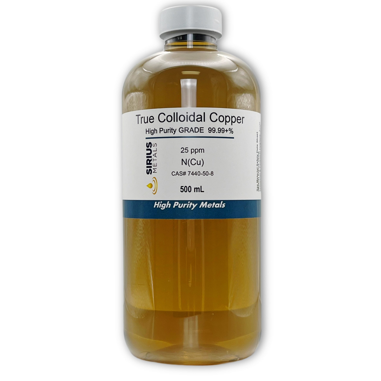 True Colloidal Copper NanoParticles (CuNPs): 25 ppm – 500 mL in Plastic