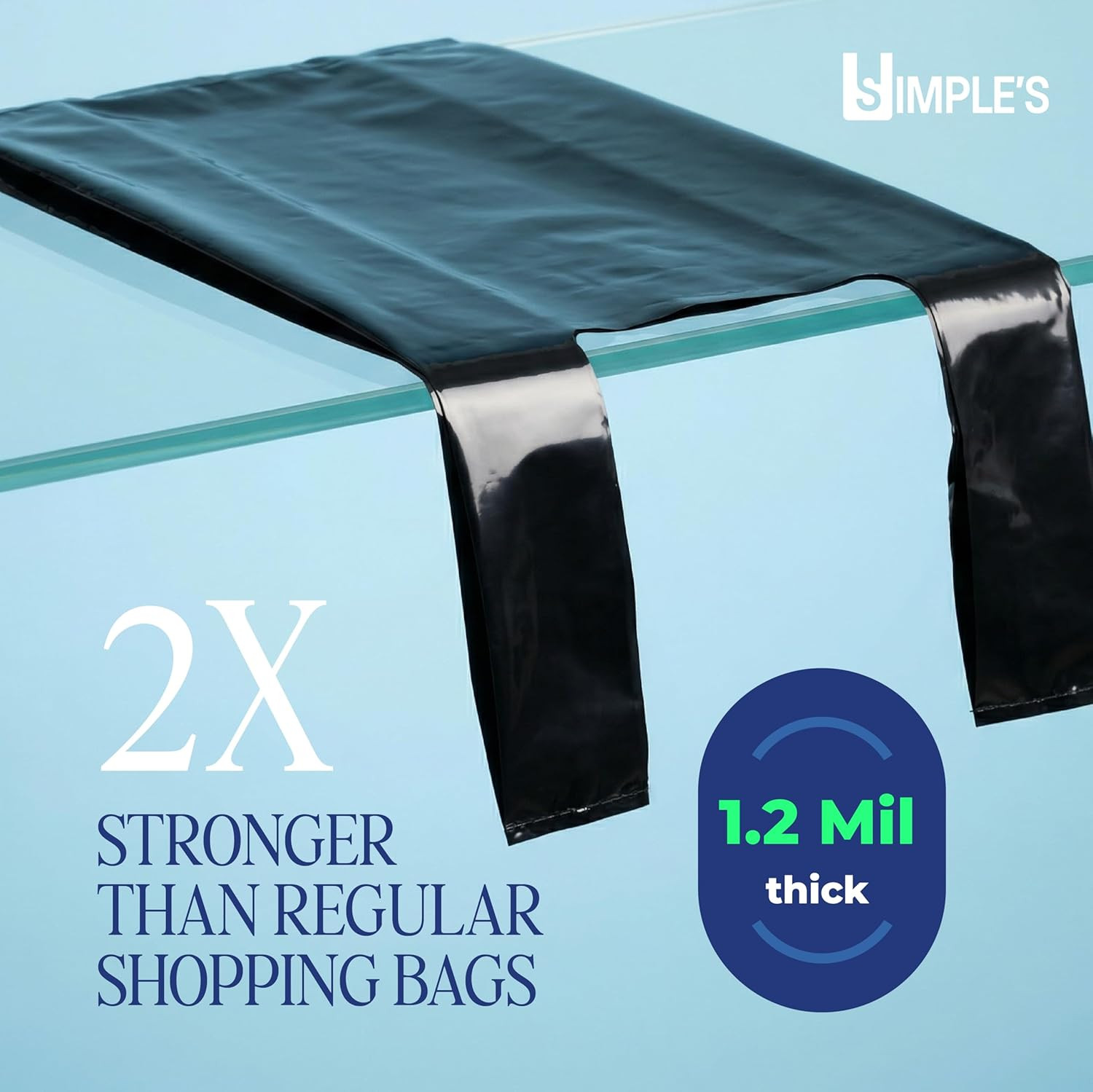 Black Plastic T-Shirt Bags with Handles – 80 Count – 12″X7″X22″ – 1.2 Mil – Groc