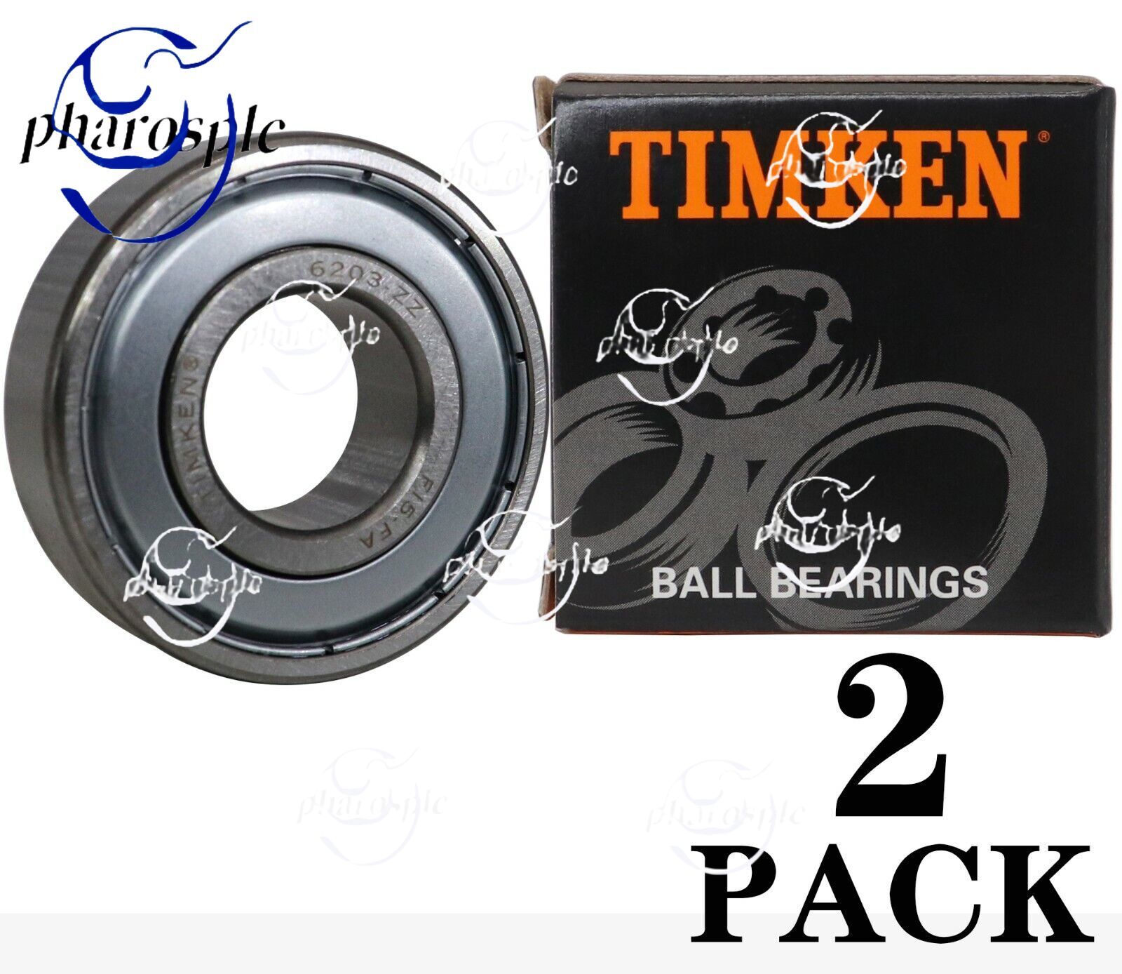 (2 PACK) USA TIMKEN 6203-2Z 17X40X12MM Double Metal Seal Ball Bearings