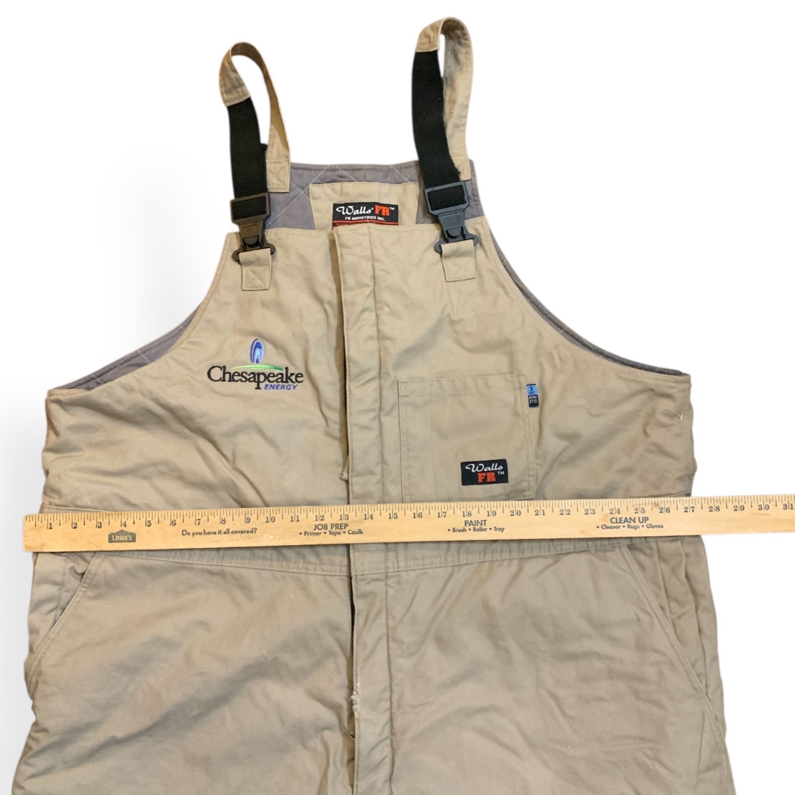 Walls Lined Bib Tan Overalls Insulated Chesapeake Energy Logo Sz XXL TALL