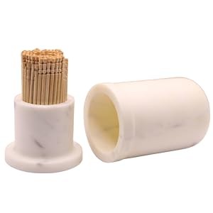 White Marble Toothpick Stick Holder with Lid | Tooth pick Dispenser For Kitchen,